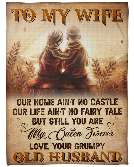 Personalized Blanket To My Wife From Husband Ain't No Castle Old Couple Under The Sunset Rustic Design Custom Name