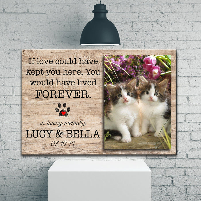 Personalized Memorial Gifts Canvas Wall Art For Loss Of Cat Dog If Love Could Have Kept You Here Custom Name & Photo