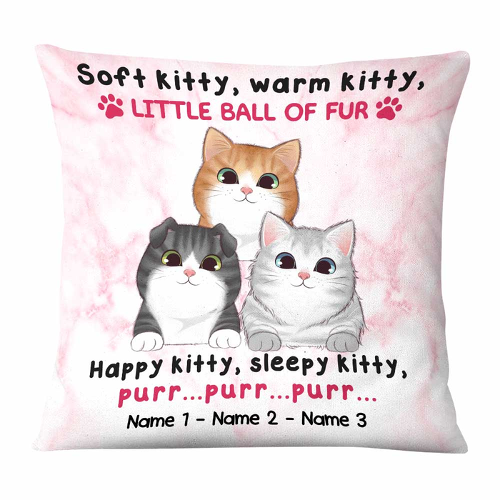 Personalized Square Pillow Gifts For Cat Owners Happy Kitty Sleepy Kitty Custom Name Sofa Cushion For Christmas