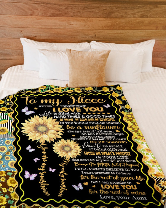 Personalized To My Niece Blanket From Aunt Uncle Never Forget That I Love You Sunflower Custom Name Gifts For Christmas