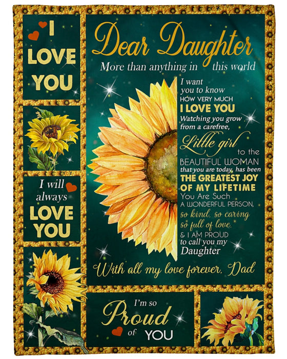 Personalized Blanket To My Daughter From Dad I Will Always Love You Sunflower Print Starry Vintage Design Custom Name