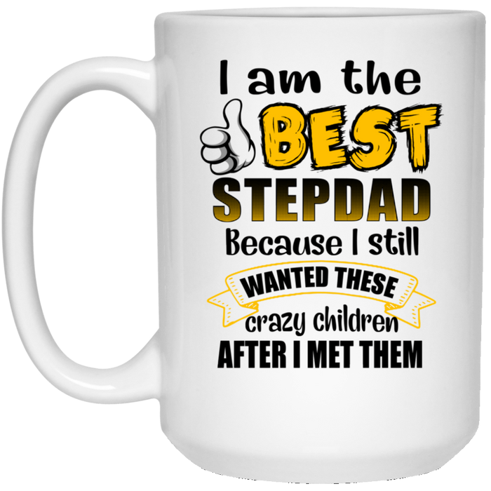 Funny Ceramic Coffee Mug For Bonus Dad I'm The Best Step Dad Thumb Up Hand Sign 11 15oz Father's Day Cup
