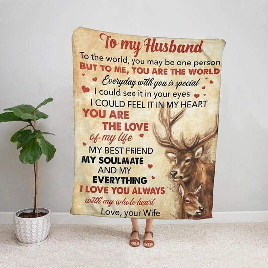 Personalized Romantic Blanket To My Husband You Are The Love In My Life Deer Couple Blanket For Valentine Custom Name