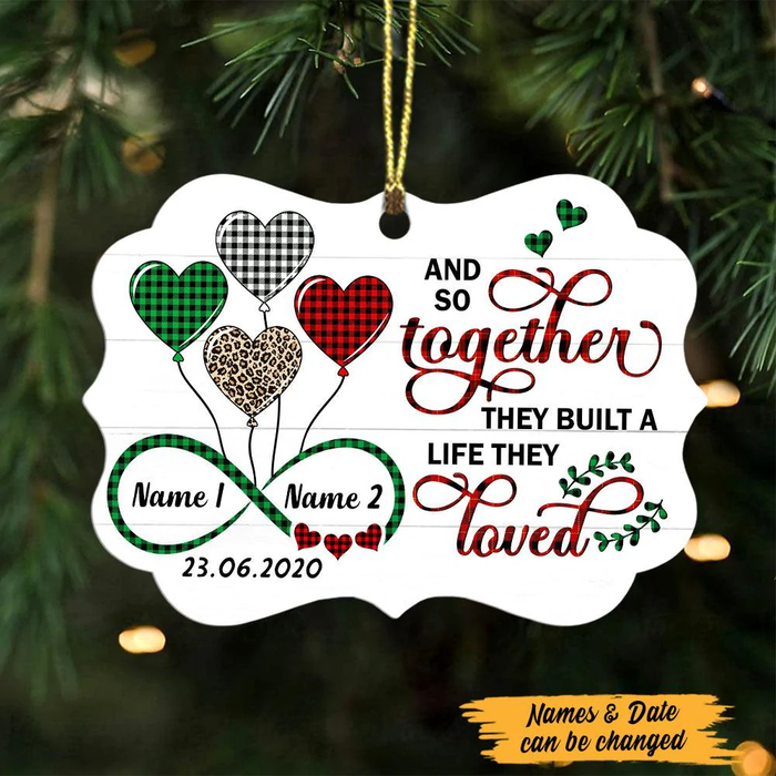 Personalized Ornament Gifts For Couples Plaid Heart Built A Life They Loved Custom Name Tree Hanging On Anniversary