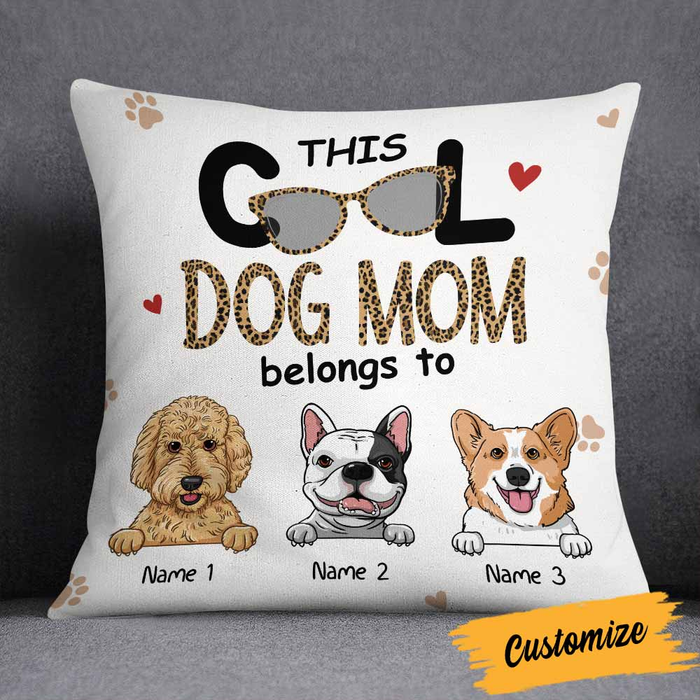 Personalized Square Pillow Gifts For Dog Lover This Cool Dog Mom Belongs Leopard Custom Name Sofa Cushion For Birthday
