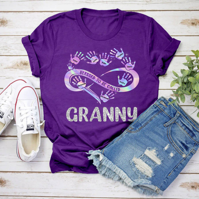 Personalized T-Shirt For Grandma Infinity Symbol Print Tie Dye Design Custom Grandkid's Name Mother's Day Shirt