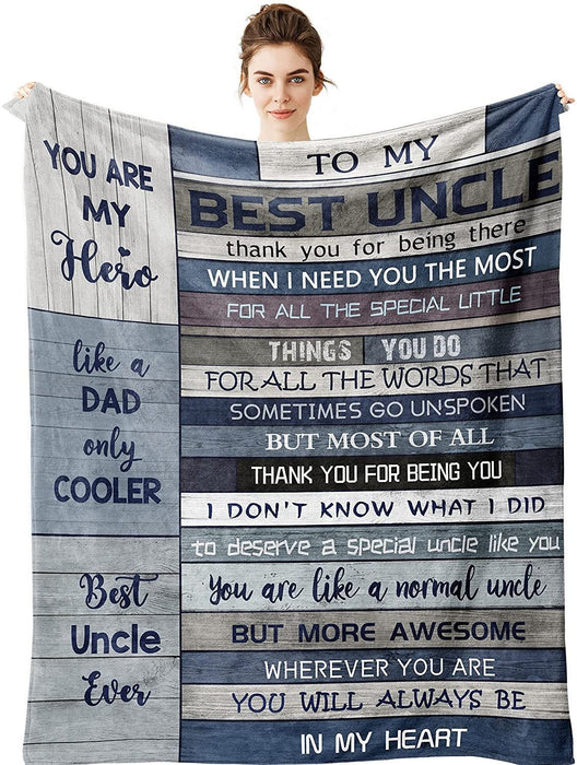 Personalized Blanket For Uncle From Niece Nephew Wooden Vintage Like A Dad Only Cooler Custom Names Gifts For Christmas