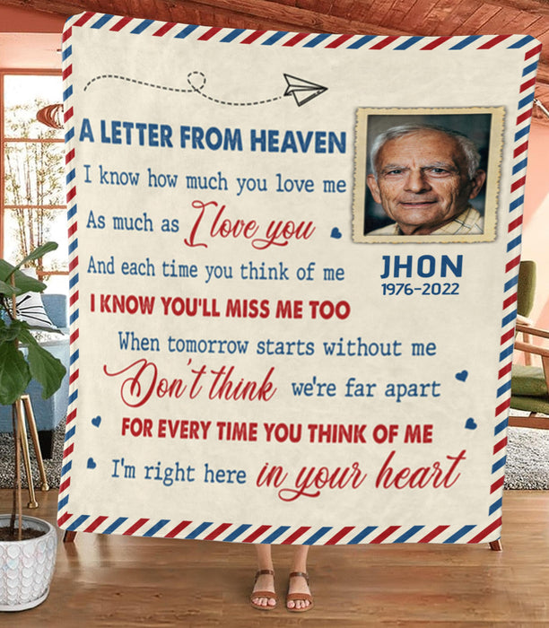 Personalized Memorial Blanket For Loss Of Loved Ones I Know You'll Miss Me Too Letter Custom Name Photo Keepsake Gifts