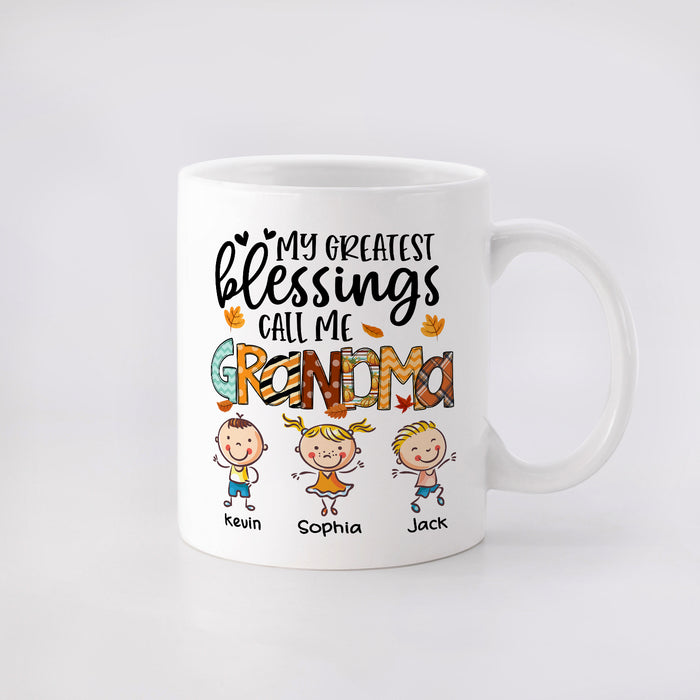 Personalized Ceramic Coffee For Grandma My Greatest Blessing Cute Kids Print Custom Grandkids Name 11 15oz Autumn Cup