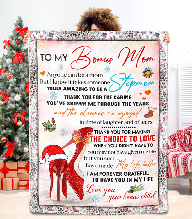 Personalized To My Bonus Mom Blanket It Takes Someone Truly Awesome To Be High Heel Holly Custom Name Christmas Gifts