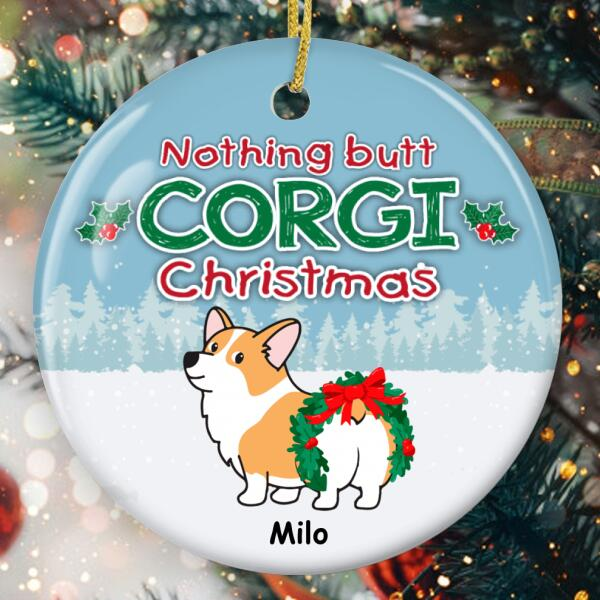 Personalized Ornament For Dog Owners Nothing But Corgi Cute Dog Wreath Custom Name Tree Hanging Gifts For Christmas