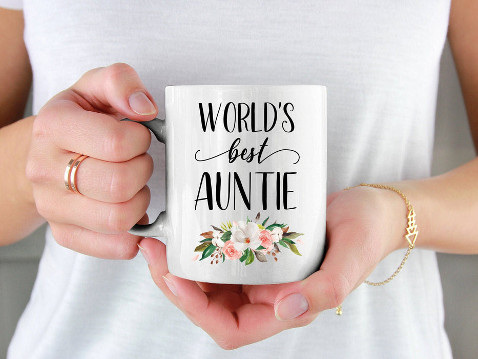 Personalized Coffee Mug For Aunty From Niece Nephew World's Bests Aunties Floral Custom Name Gifts For Birthday