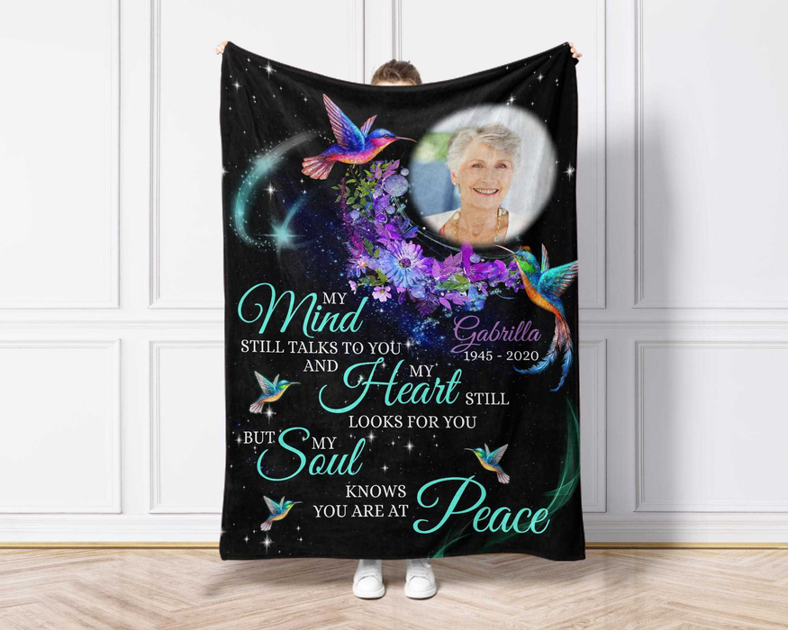 Personalized Memorial Blanket For Loss Of Loved Ones My Soul Knows You're At Peace Custom Name Photo Bereavement Gifts