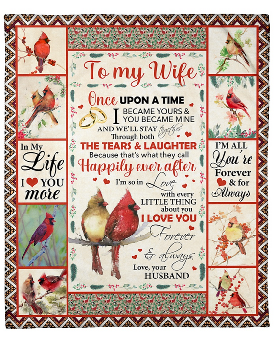Personalized Blanket For Wife Print Cardinals Bird Sweet Message For Wife Customized Blanket Gifts For Anniversary