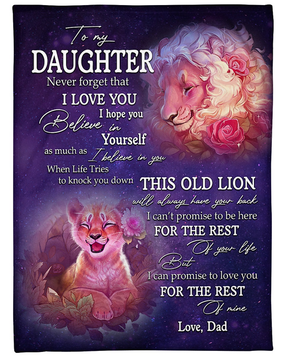 Personalized Fleece Blanket For Daughter Print Lion Cute Gift For Daughter Customized Blanket Gift For Birthday Thanksgiving Graduation