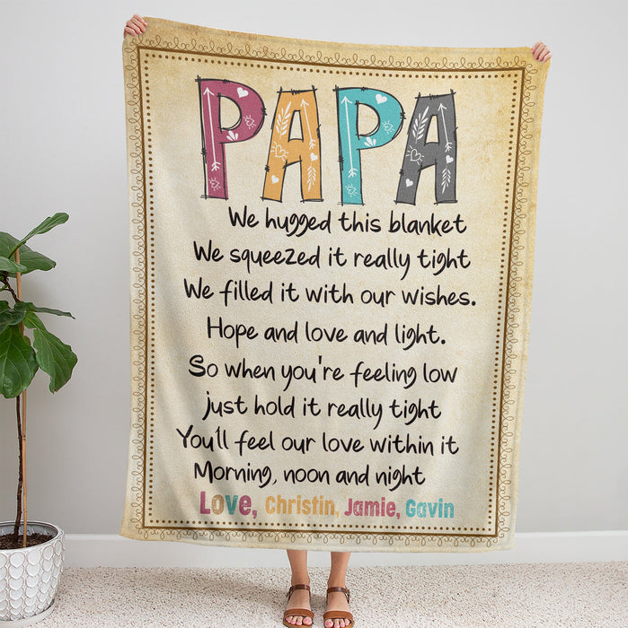 Personalized Blanket Gifts For Grandpa From Grandchild Hold It Really Tight Feel Love Vintage Custom Name For Christmas