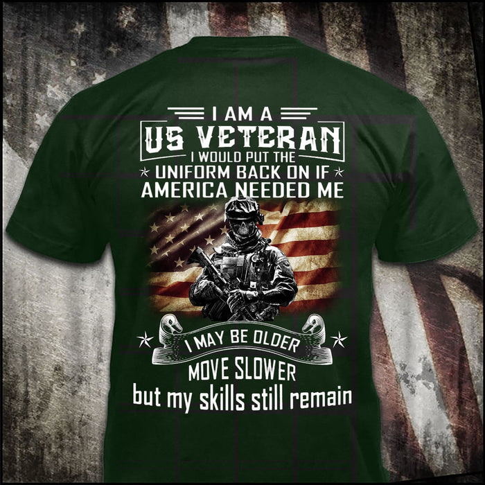 I Am A US Veteran T-shirt For Men Dad Grandpa American Flag Army Soldiers Tee Classic Patriotic Shirt Ideas For Heroes