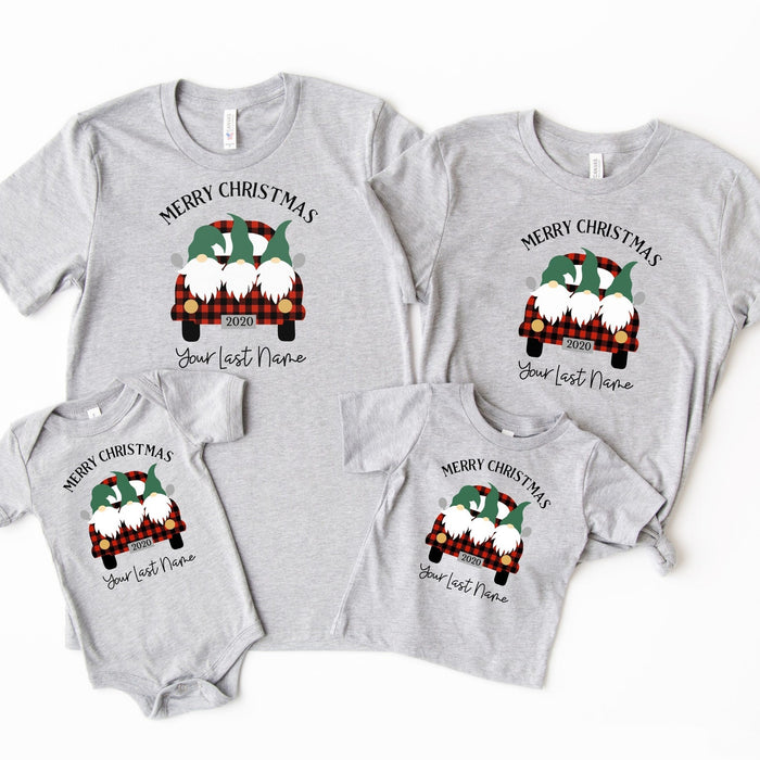 Personalized Merry Chritsmas 2021 Matching Family Shirt Red Buffalo Plaid Truck Gmone Tee Classic For Xmas Holiday