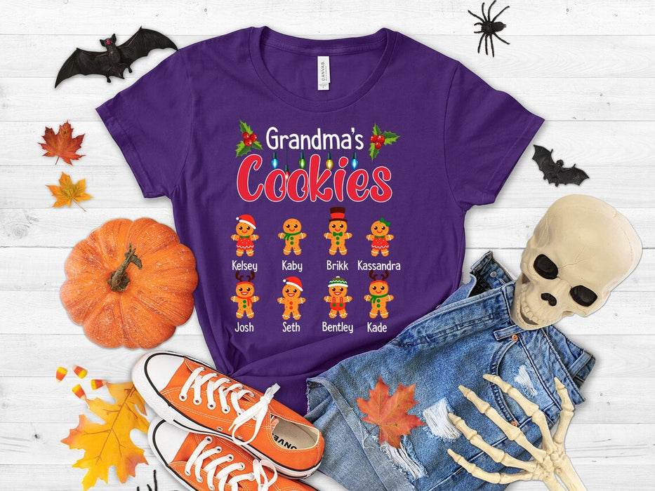Personalized Grandmas Cookies Tshirt Custom Gingerbread Grandkids Names Tee Classic Funny Ideas For Nana Mama Nini Gigi