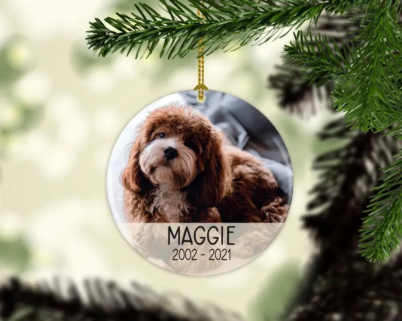Personalized Memorial Ornament For Pet Loss In Heaven Keepsake Est Dog Christmas Custom Name & Photo Sympathy Gitfs