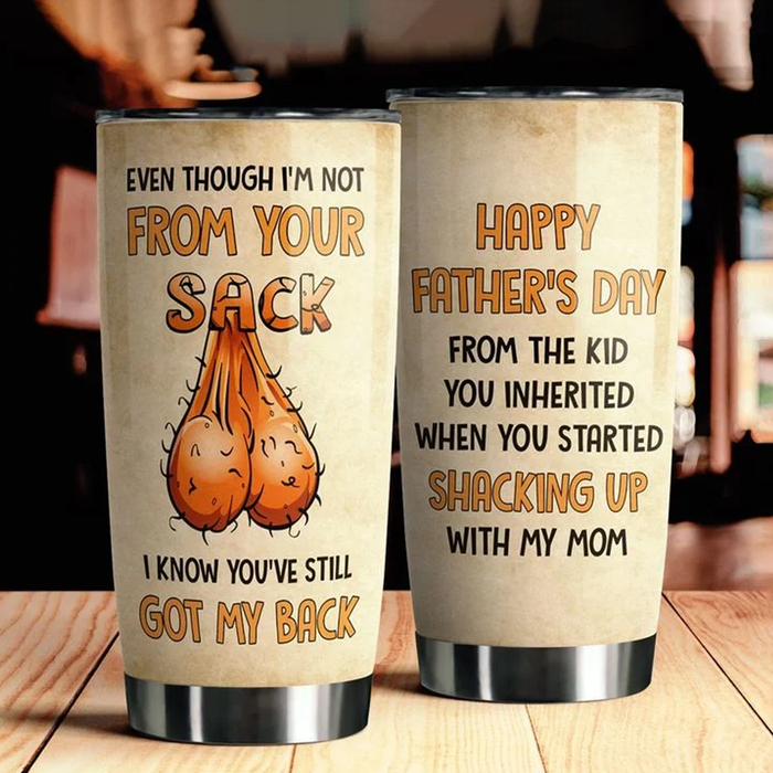 Personalized Tumbler Gifts For Stepdad Hairy Balls From The Kid You Inherited Custom Name Travel Cup For Christmas