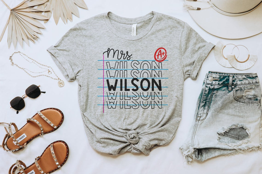 Personalized T-Shirt & Sweatshirt For Teacher Appreciation A+ Custom Name Back To School Outfit
