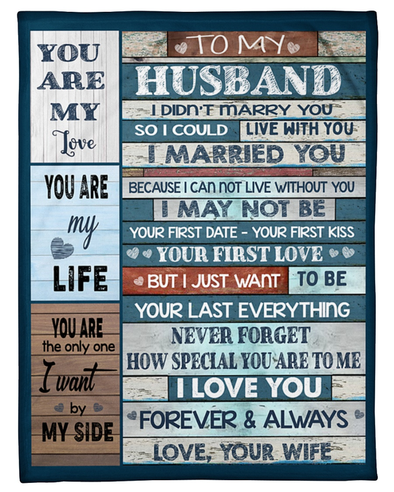 Personalized Blanket To My Husband From Wife Your Last Everything Wooden Background Custom Name Premium Blanket
