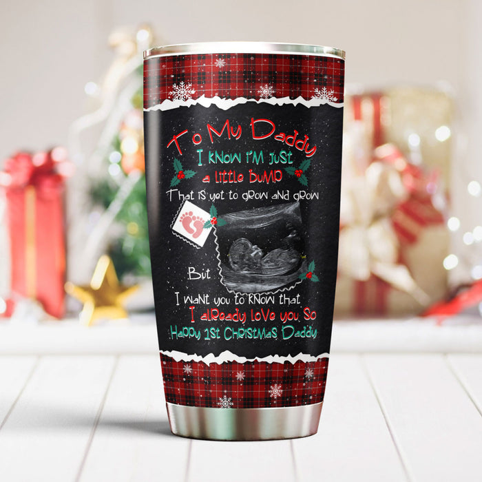 Personalized Tumbler Gifts For Father To Be I Already Love You So Custom Name & Photo Travel Cup For First Christmas