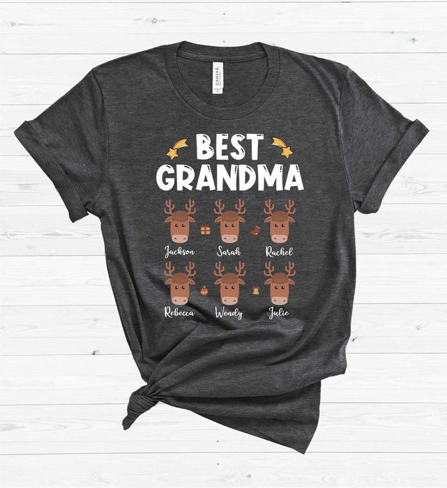 Personalized Grandmas Rudolfs Tshirt For Nana Nini Mimi Mom From Grandchilds Custom Reindeer Grandkids Name Tee Shirts