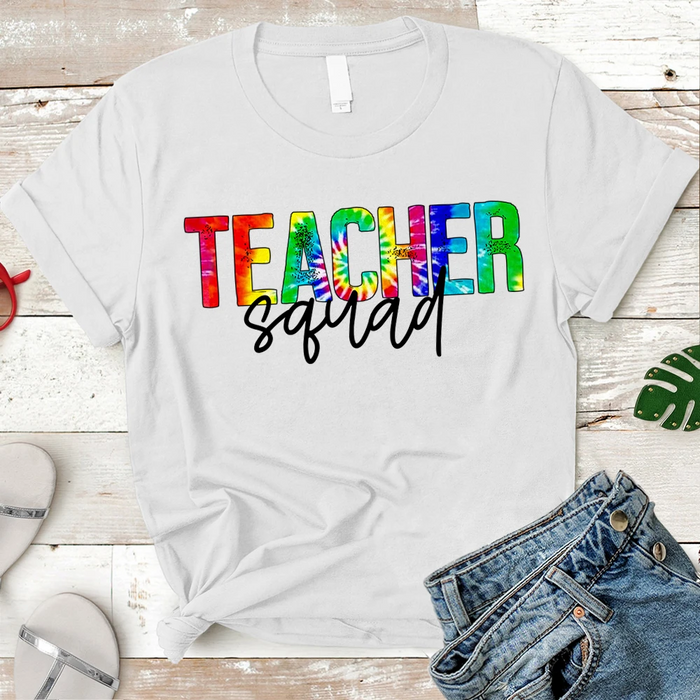 Classic T-Shirt & Hoodie Teacher Squad Tie Dye Design Back To School Outfit Teacher Appreciation Gift Ideas From Student