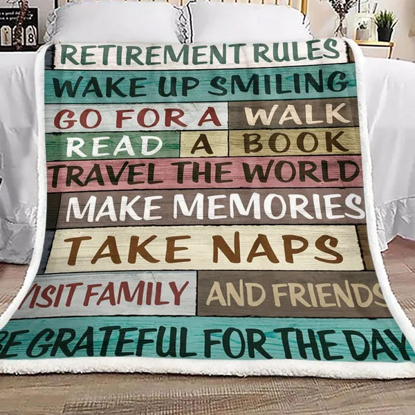 Retirement Rules Blanket For Family Friend Wake Up Smiling Go For A Walk Read A Book Travel The World Make Memories