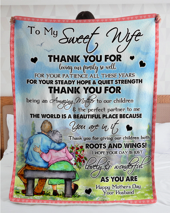 Perspnalized Growing Old Together Blanket To My Wife For Mother'S Day Old Couple Printed Blankets Custom Name