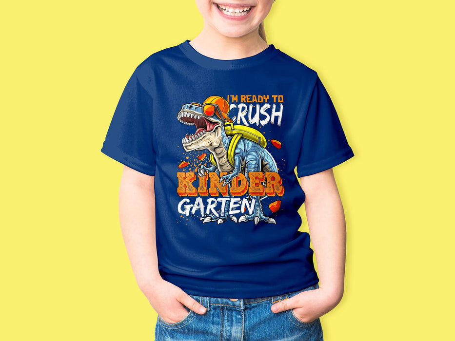 Personalized T-Shirt For Kids I'm Ready To Crush Kindergarten Cool Dinosaur With Glasses Printed Custom Grade Level