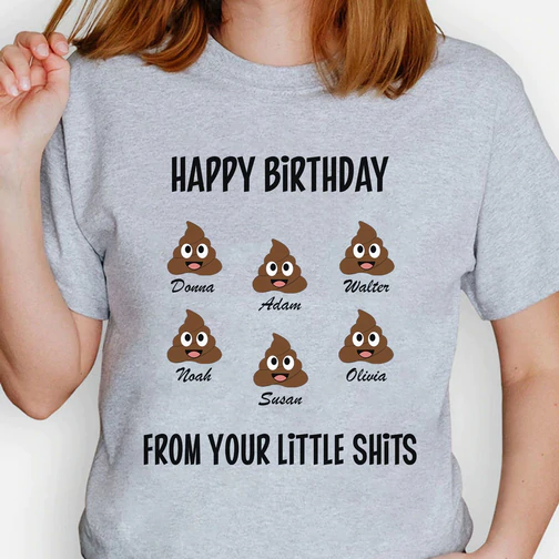 Personalized Unisex T-Shirt & Hoodie For Family Happy Birthday Cute Shit Print Custom Kids Name Birthday Shirt
