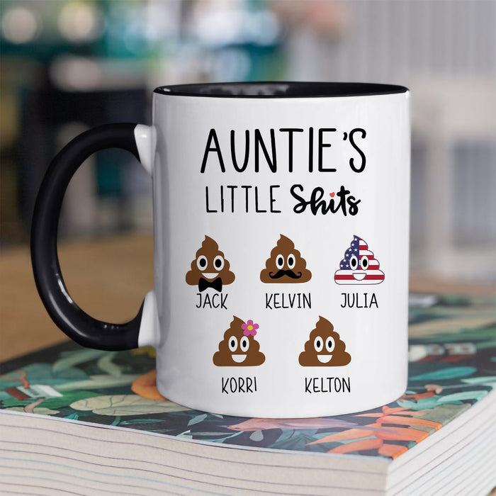 Personalized Accent Mug For Aunt Auntie's Little Shits Funny Design Custom Name 11 15oz Mother's Day Cup