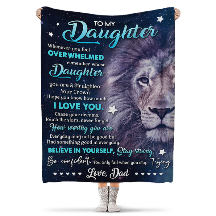 Personalized To My Daughter Fleece Blanket From Dad I Hope You Know How Much I Love You Starry Lion Printed Blanket