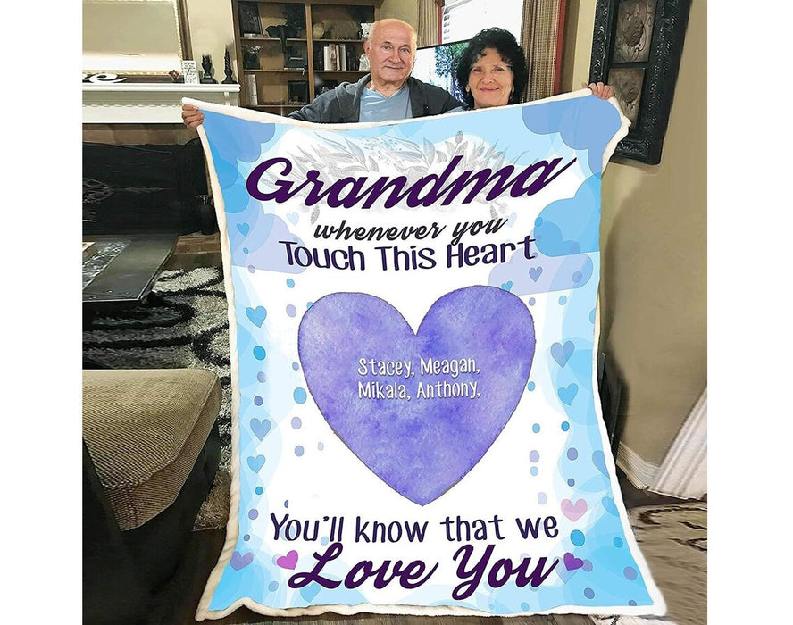 Personalized Blanket For Grandma Whenever You Touch This Heart You'll Know That Custom Grandkids Name