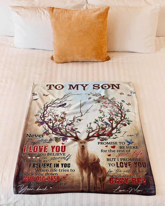 Personalized To My Son Blanket From Dad Mom Custom Name Deer Tree Promise To Be Here Gifts For Christmas Xmas Birthday
