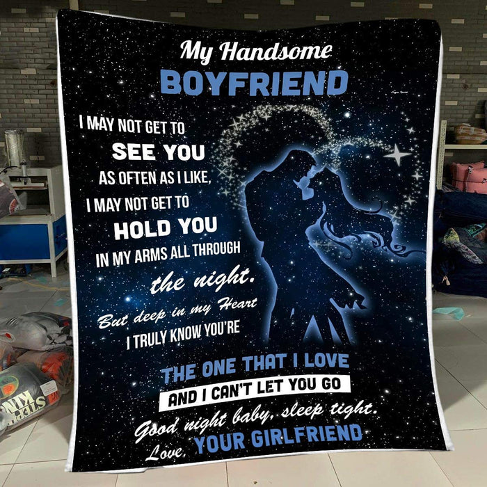 Personalized To My Boyfriend Sherpa Blanket You Are The One That I Love From Girlfriend Print Romantic Couple Night Sky