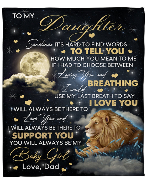 Personalized Blanket To My Daughter From Dad Old & Baby Lion Under The Moon Galaxy Background Custom Name