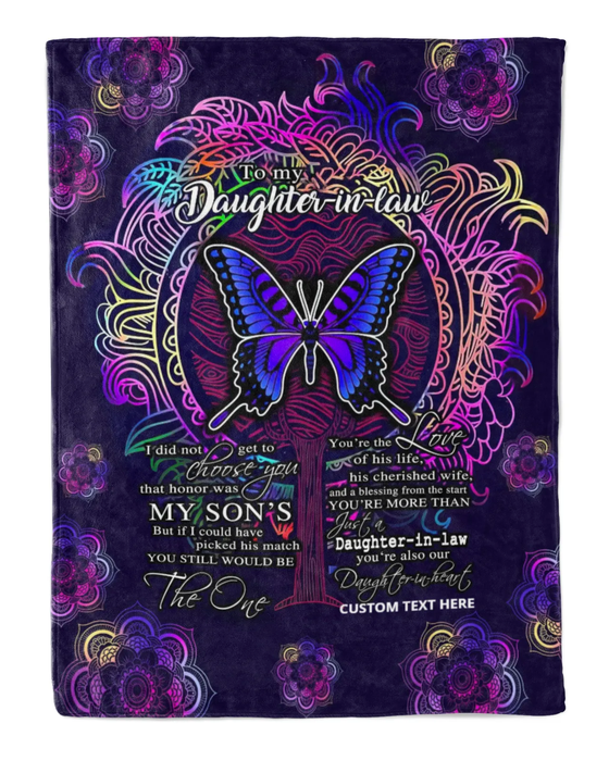 Personalized Blanket To My Daughter In Law On Mothers Day Colorful Mandala Butterfly Blanket Custom Name