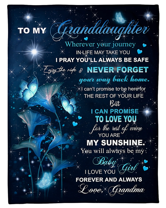 Personalized To My Granddaughter Blanket From Grandpa Grandma Lily Flower Galaxy Always Be Safe Custom Name Xmas Gifts