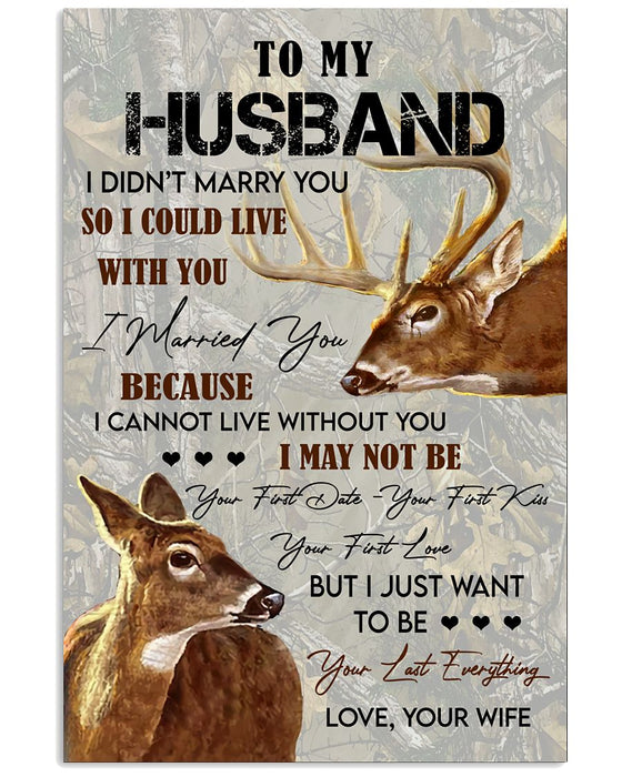 Personalized To My Husband Canvas Wall Art Gifts From Wife Vintage Deer Couple Hunting Lovers Custom Name Poster Prints