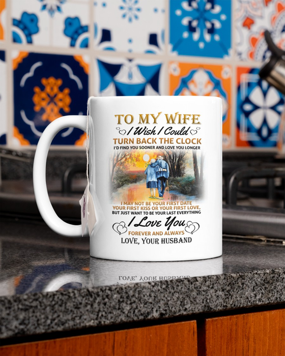 Personalized Coffee Mug For Wife From Husband I Wish Turn Back Clock Old Couple Custom Name White Cup Gifts For Birthday