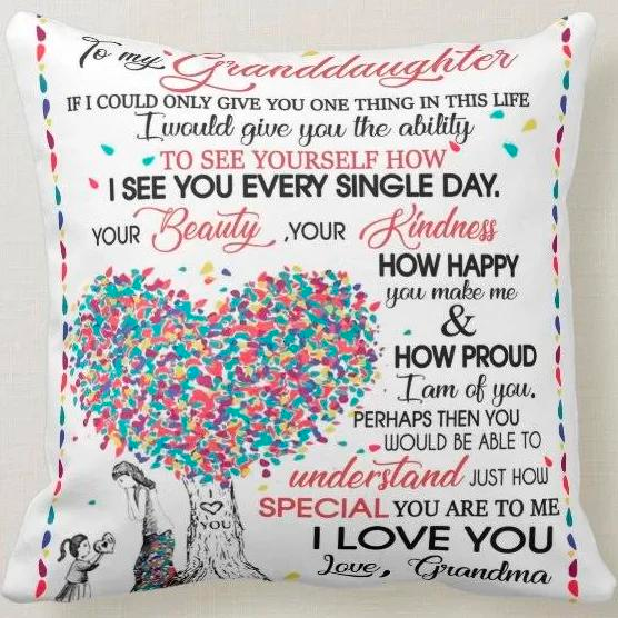 Personalized To My Granddaughter Square Pillow Heart Tree If I Could Give You One Thing Custom Name Sofa Cushion