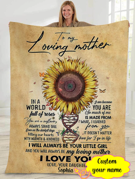 Personalized Vintage Blanket To My Loving Mom Rustic Sunflower DNA Printed Blankets Custom Name