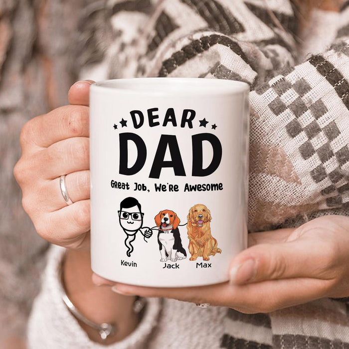 Personalized Ceramic Coffee Mug For Dog Dad  We're Awesome Funny Sperm & Naughty Dog Print Custom Name 11 15oz Cup