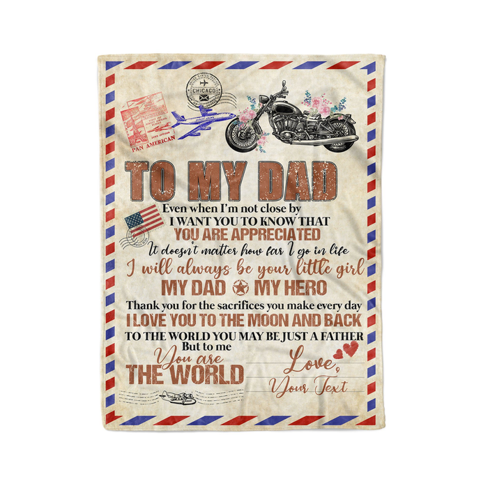 Personlized Love Airmail Blanket To My Dad Motorcycle Racer On Fathers Day Custom Name Letter Blanket