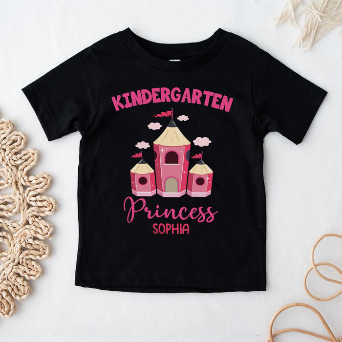 Personalized T-Shirt For Kids Princess Palace Funny Pink Pencil Design Custom Name Level Back To School Outfit