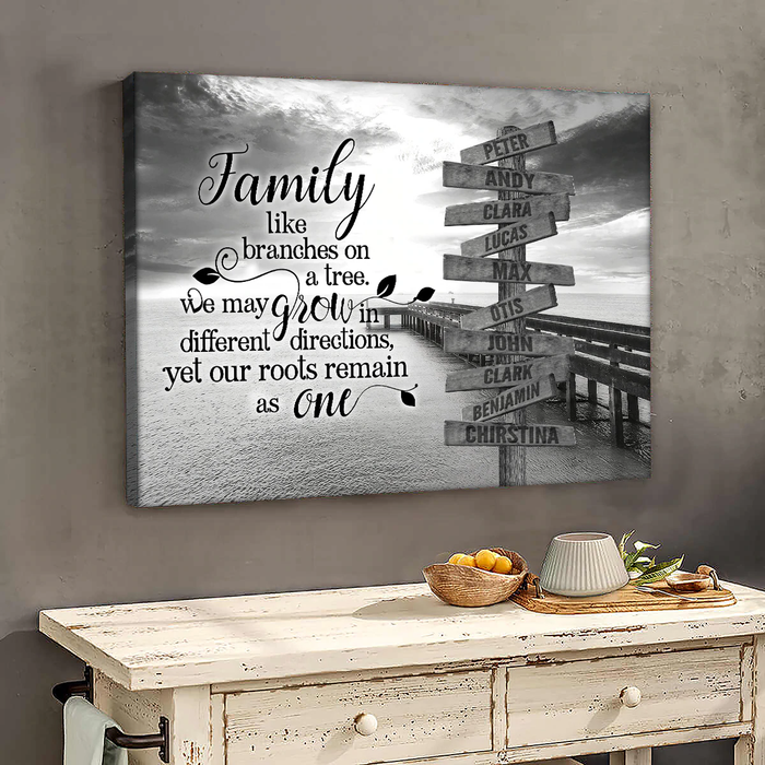 Personalized Wall Art Canvas For Family Remain As One Black And White Street Sign Poster Print Custom Multi Name